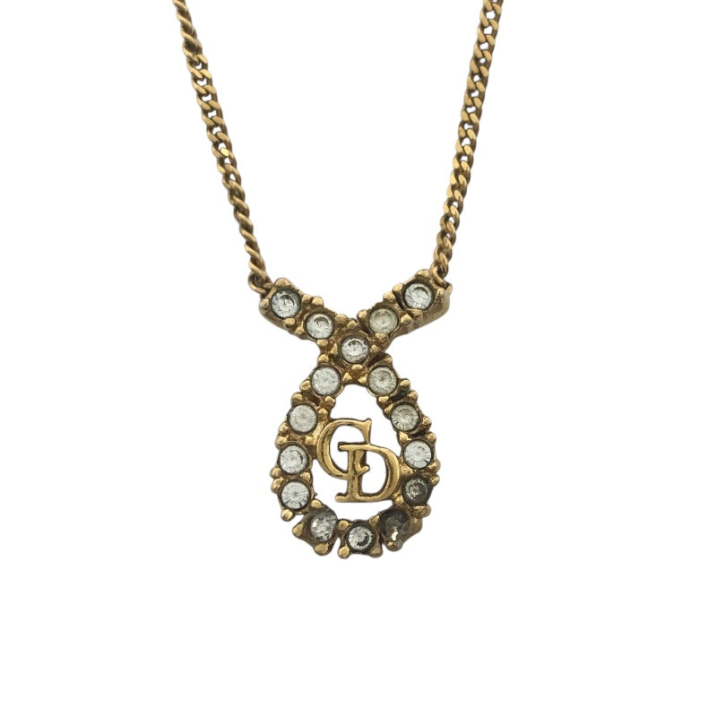 クリスチャン・ディオール Christian Dior ロゴネックレス ゴールド メタル/ストラス アクセサリー