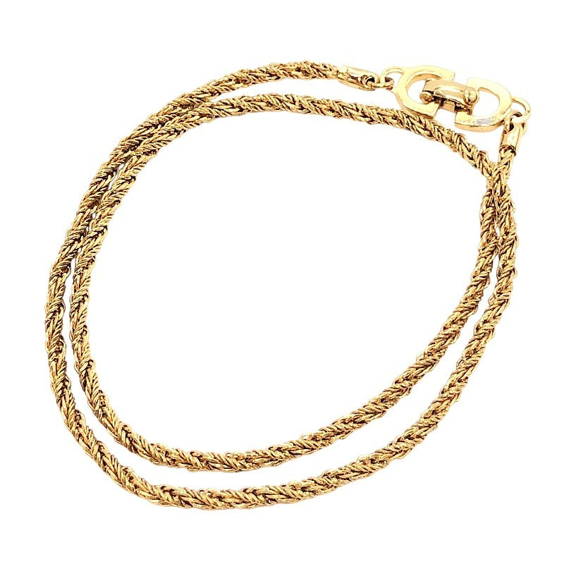 クリスチャン・ディオール Christian Dior ツイストチェーン ロープチェーン ネックレス ロゴ イエローゴールド メタル アクセサリー