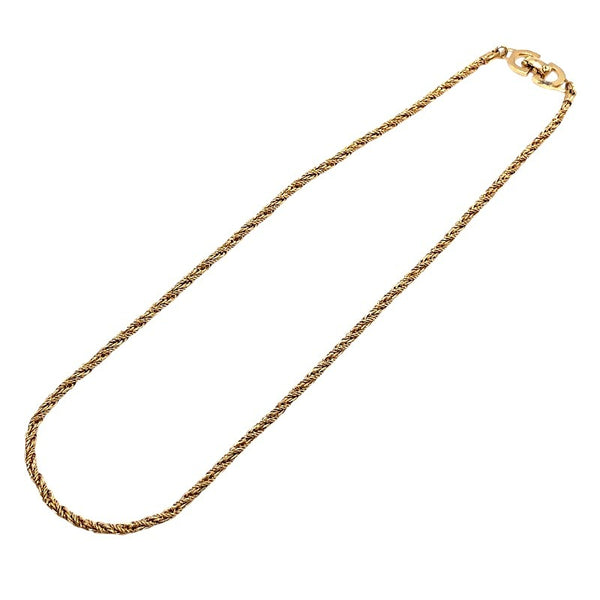 クリスチャン・ディオール Christian Dior ツイストチェーン ロープチェーン ネックレス ロゴ イエローゴールド メタル アクセサリー