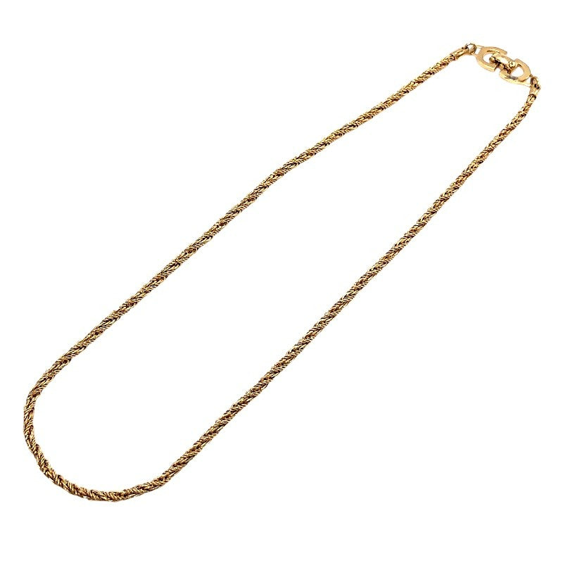クリスチャン・ディオール Christian Dior ツイストチェーン ロープチェーン ネックレス ロゴ イエローゴールド メタル アクセサリー