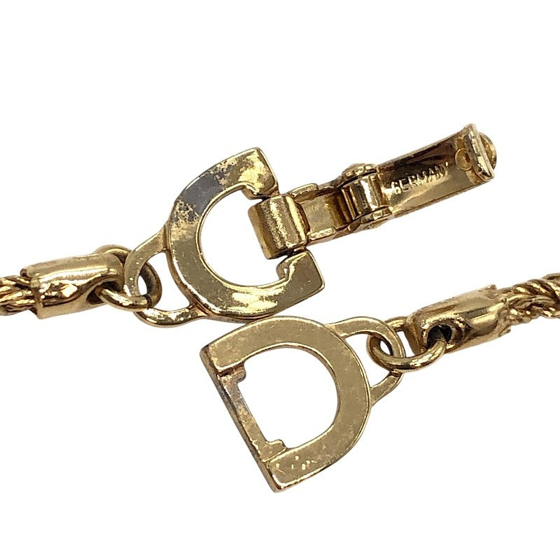クリスチャン・ディオール Christian Dior ツイストチェーン ロープチェーン ネックレス ロゴ イエローゴールド メタル アクセサリー