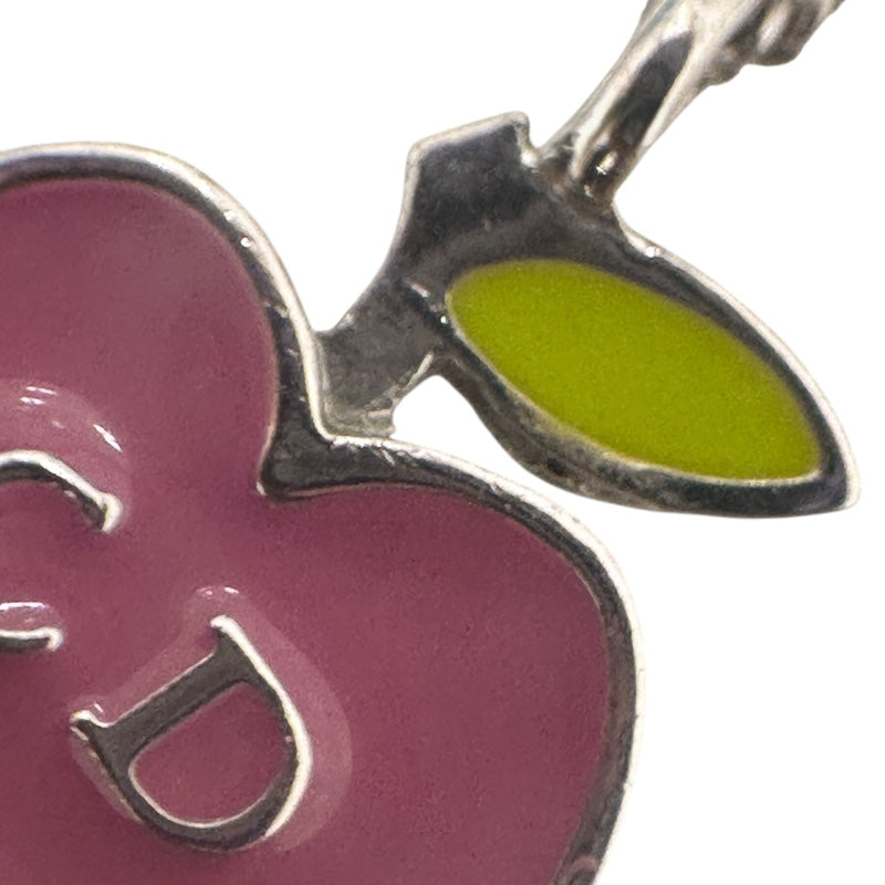 クリスチャン・ディオール Christian Dior アップルネックレス　 ピンク×シルバー×グリーン レジン・メタル アクセサリー