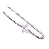 クリスチャン・ディオール Christian Dior リボンチョーカー シルバー メタル/ストラス レディース チョーカー