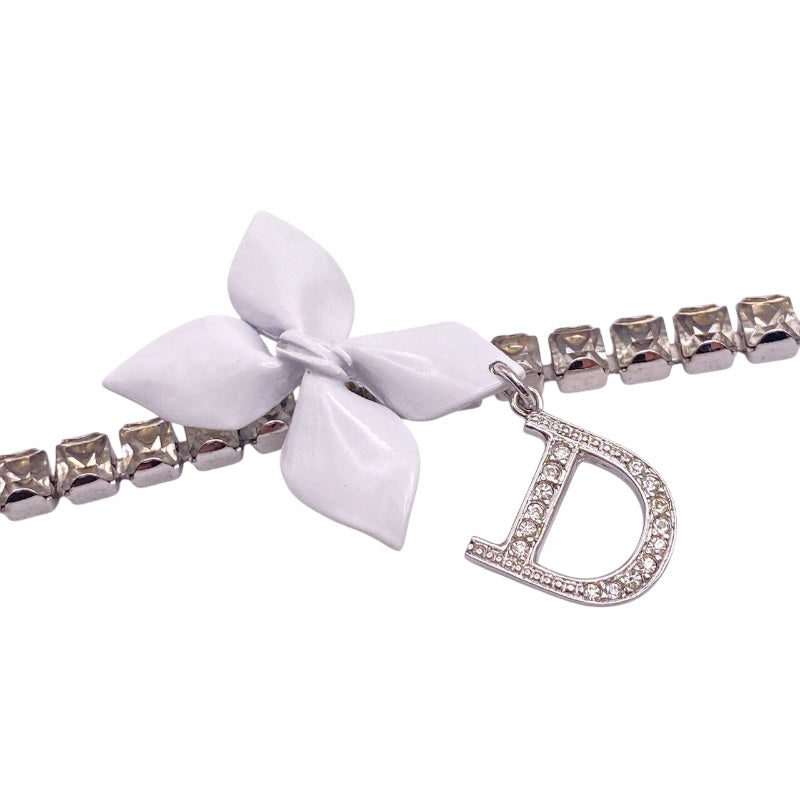 クリスチャン・ディオール Christian Dior リボンチョーカー シルバー メタル/ストラス レディース チョーカー