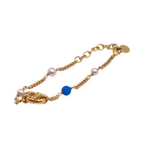 クリスチャン・ディオール Christian Dior CDブレスレット ブルー/ゴールド メタル/パール レディース ブレスレット