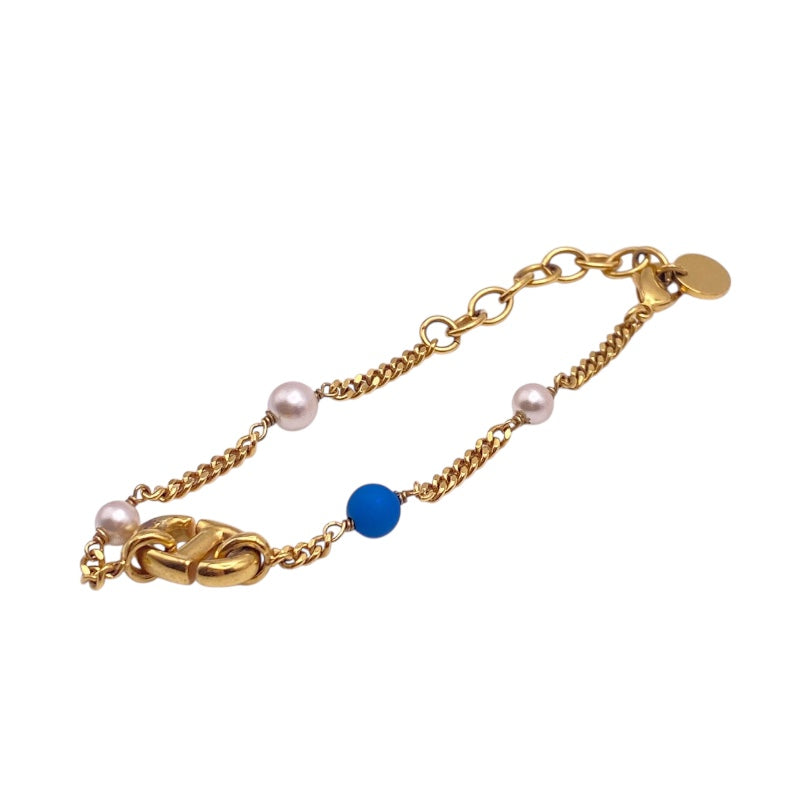 クリスチャン・ディオール Christian Dior CDブレスレット ブルー/ゴールド メタル/パール レディース ブレスレット