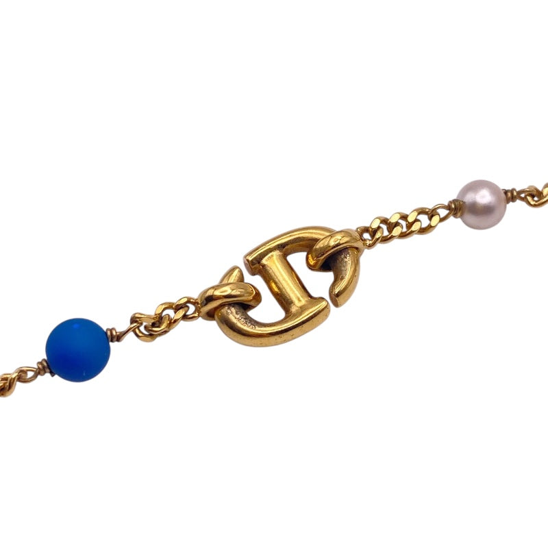 クリスチャン・ディオール Christian Dior CDブレスレット ブルー/ゴールド メタル/パール レディース ブレスレット
