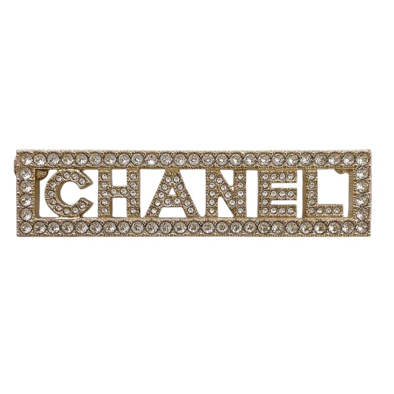 シャネル CHANEL ロゴ ブローチ ゴールド メタル・ストラス レディース ブローチ