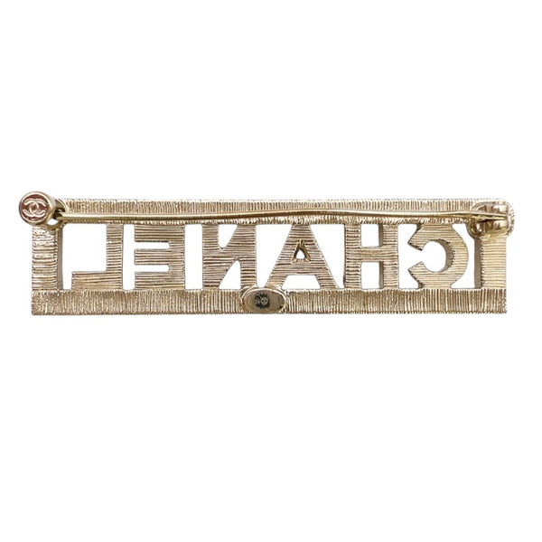 シャネル CHANEL ロゴ ブローチ ゴールド メタル・ストラス レディース ブローチ