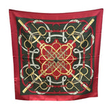 エルメス HERMES カレ90　Eperon d’Or レッド シルク ユニセックス スカーフ