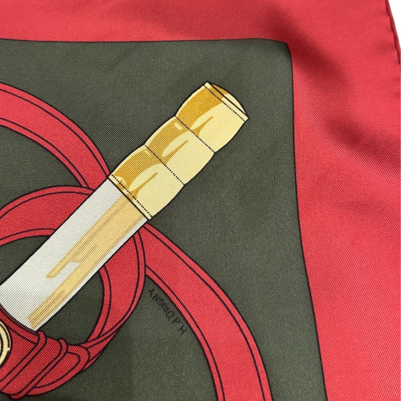 エルメス HERMES カレ90　Eperon d’Or レッド シルク ユニセックス スカーフ