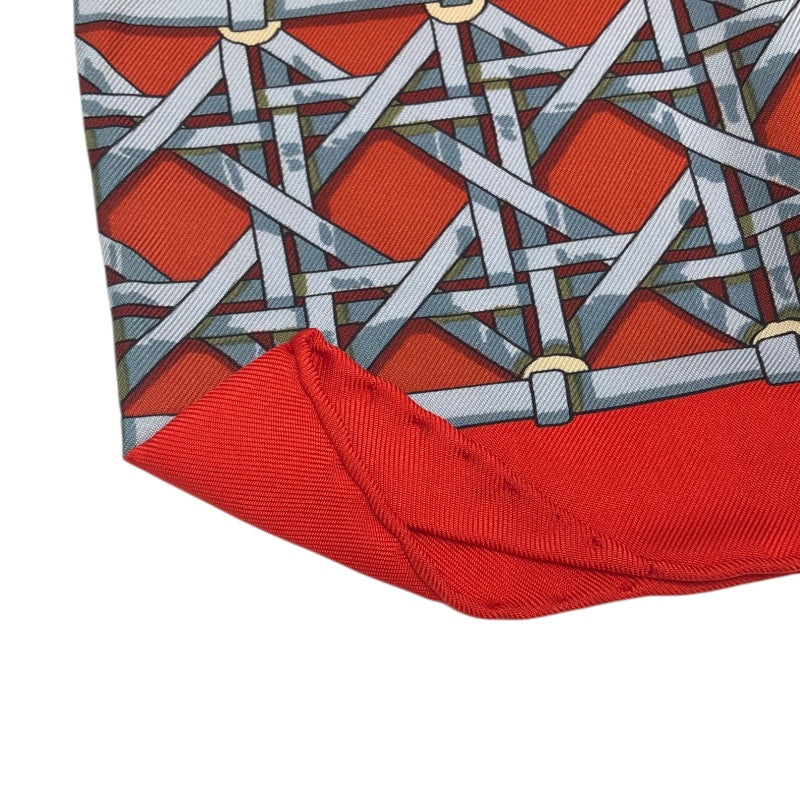 エルメス HERMES カレ90　FEUX　DE　ROUTE レッド シルク ユニセックス スカーフ