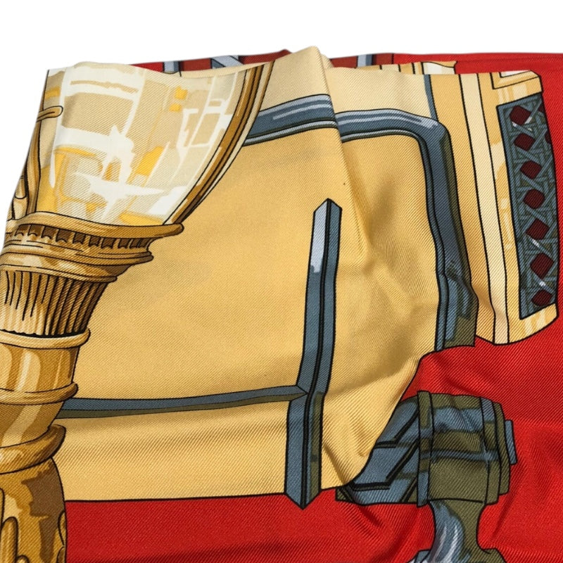 エルメス HERMES カレ90　FEUX　DE　ROUTE レッド シルク ユニセックス スカーフ