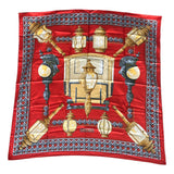 エルメス HERMES カレ90　FEUX　DE　ROUTE レッド シルク ユニセックス スカーフ