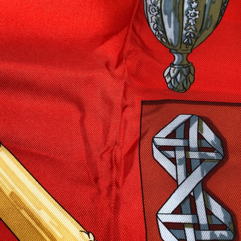 エルメス HERMES カレ90　FEUX　DE　ROUTE レッド シルク ユニセックス スカーフ