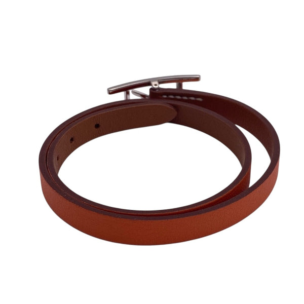 エルメス HERMES ビーアピ ドゥブルトゥールブレスレットS オレンジ/ゴールド/シルバー金具 スイフト レディース ブレスレット