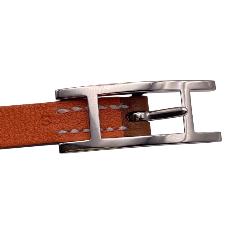 エルメス HERMES ビーアピ ドゥブルトゥールブレスレットS オレンジ/ゴールド/シルバー金具 スイフト レディース ブレスレット