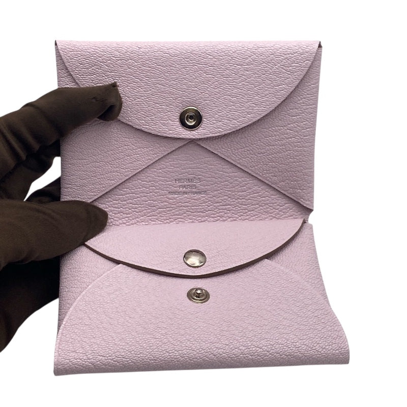 エルメス HERMES カルヴィデュオ B刻 (2023年製) ローズエグランタイン/シルバー金具 シェーブル レディース カードケース