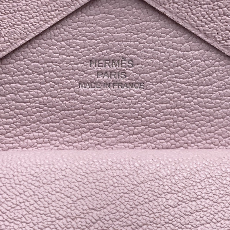 エルメス HERMES カルヴィデュオ B刻 (2023年製) ローズエグランタイン/シルバー金具 シェーブル レディース カードケース