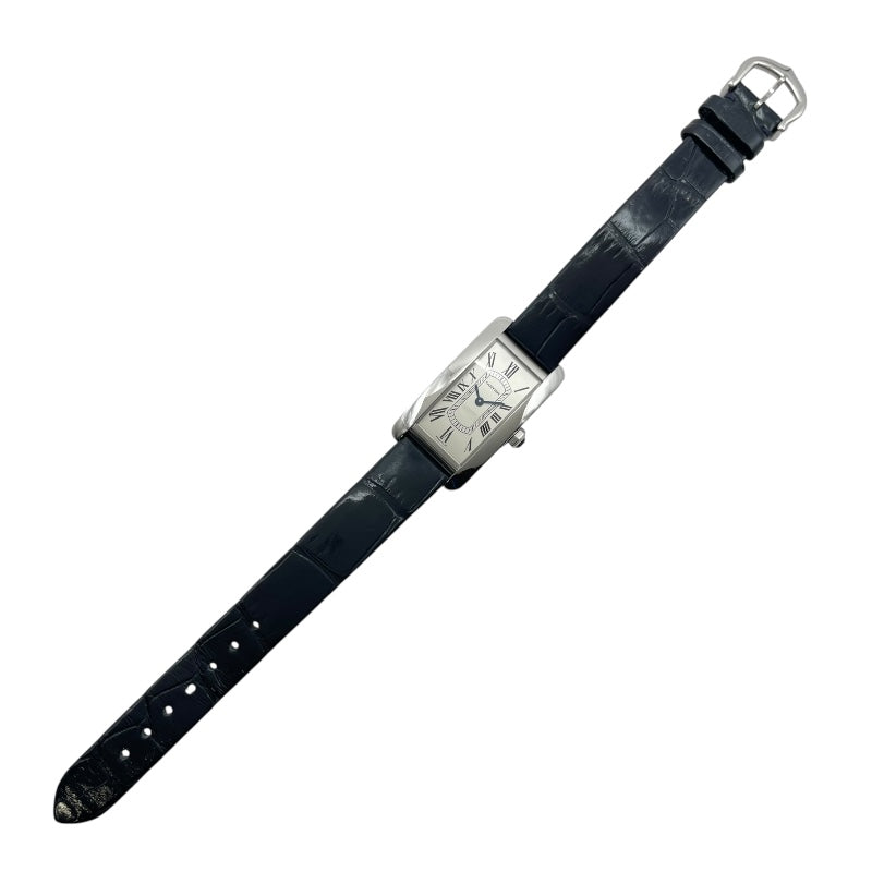 美品 カルティエ タンクアメリカン ベルト シルバー ブラック カルティエ Cartier タンク アメリカン SM WSTA0082 シルバー SS