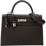 エルメス HERMES ケリー32 外縫い □K刻 エベンヌ リエジェ レディース ハンドバッグ