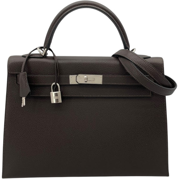 エルメス HERMES ケリー32 外縫い □K刻 エベンヌ リエジェ レディース ハンドバッグ