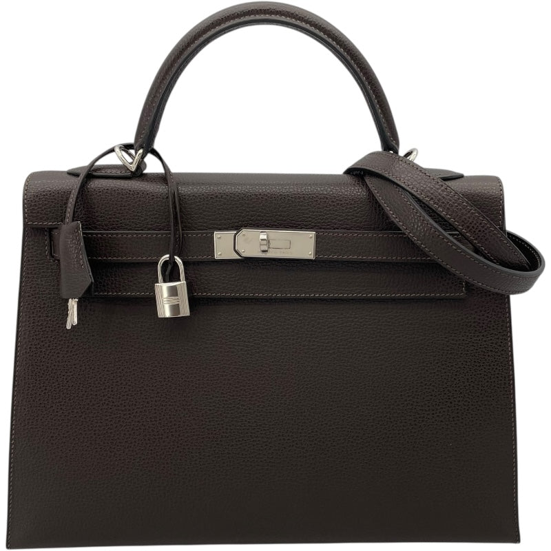 エルメス HERMES ケリー32 外縫い □K刻 エベンヌ リエジェ レディース ハンドバッグ