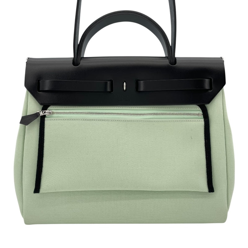 エルメス HERMES エールバッグジップPM ルトゥルネ W刻 ミント SV金具 トワル/ヴァッシュハンター レディース ハンドバッグ
