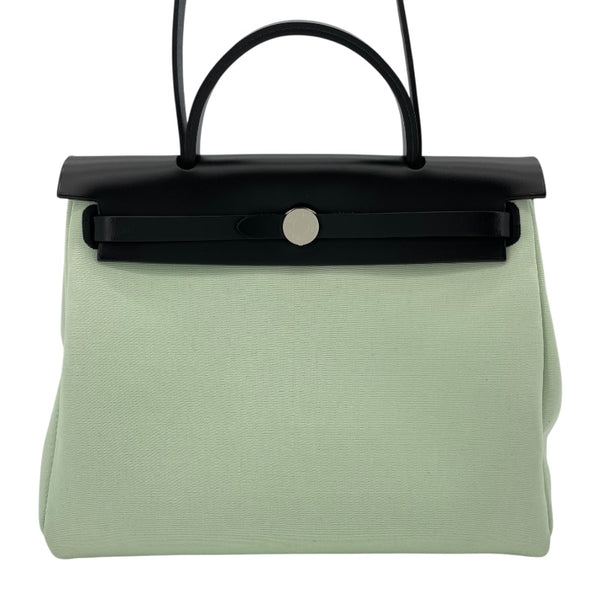 エルメス HERMES エールバッグジップPM ルトゥルネ W刻 ミント SV金具 トワル/ヴァッシュハンター レディース ハンドバッグ