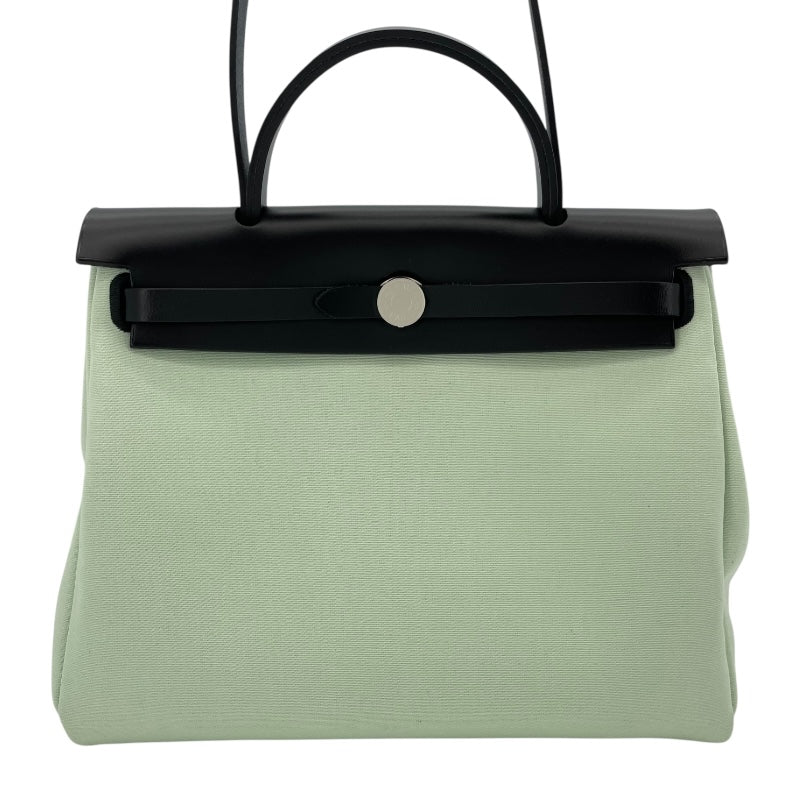 エルメス HERMES エールバッグジップPM ルトゥルネ W刻 ミント SV金具 トワル/ヴァッシュハンター レディース ハンドバッグ