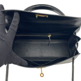 エルメス HERMES ケリー28 外縫い □C刻 ブラック GD金具 ボックスカーフ レディース ショルダーバッグ