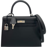 エルメス HERMES ケリー25 外縫い K刻印　(2025年製) ブラック　ゴールド/シルバー金具 ヴォーエプソン レディース ハンドバッグ