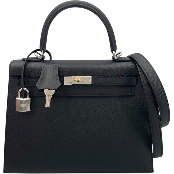 エルメス HERMES ケリー25 外縫い K刻印　(2025年製) ブラック　ゴールド/シルバー金具 ヴォーエプソン レディース ハンドバッグ