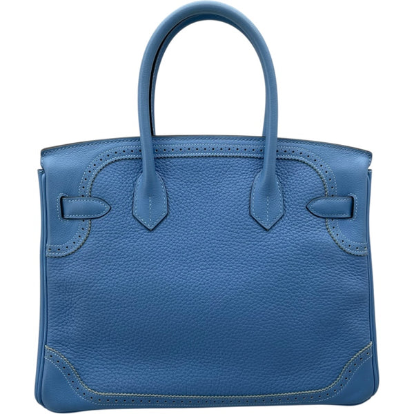 エルメス HERMES バーキン30 ギリーズ A刻 ブルーパラダイス SV金具 トリヨン レディース ハンドバッグ