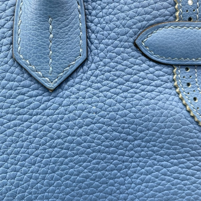エルメス HERMES バーキン30 ギリーズ A刻 ブルーパラダイス SV金具 トリヨン レディース ハンドバッグ