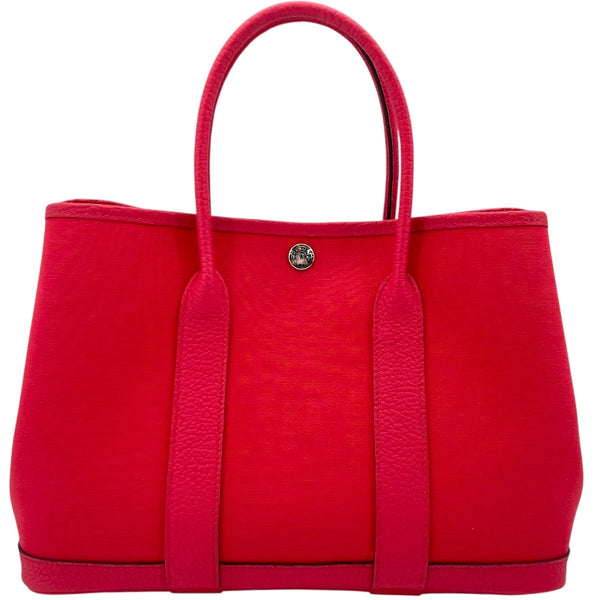エルメス HERMES ガーデンパーティTPM B刻印 (2023年製) ピンク　シルバー金具 トワル レディース ハンドバッグ