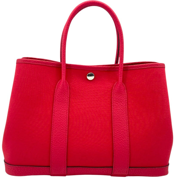 エルメス HERMES ガーデンパーティTPM B刻印 (2023年製) ピンク　シルバー金具 トワル レディース ハンドバッグ