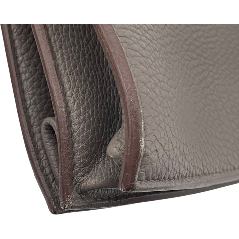 エルメス HERMES サックアデペッシュ38□ □Q刻 エタン SV金具 トゴ メンズ ハンドバッグ