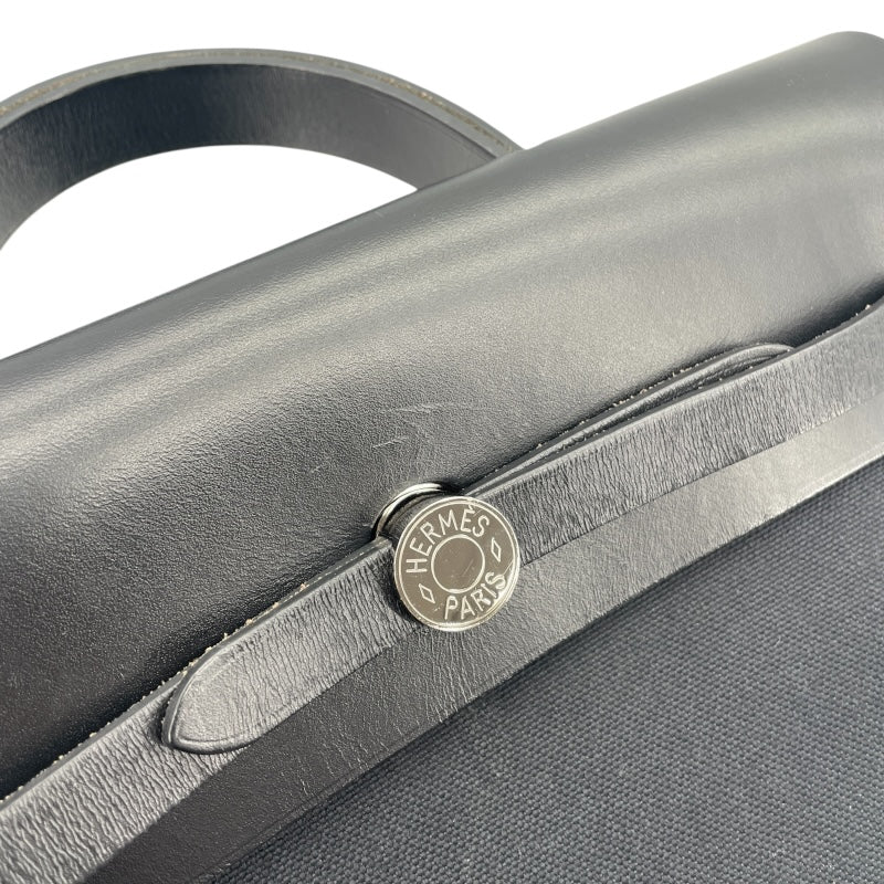 エルメス HERMES エールバッグジップアドPM D刻 ブラック SV金具 トワル/ヴァッシュハンター レディース リュック・デイパック
