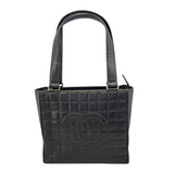 シャネル CHANEL チョコバー トートバッグ A17809 7番台 ブラック GD金具 ラムスキン レディース トートバッグ