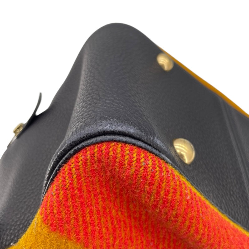 エルメス HERMES ヴィクトリア □B刻 レッドxブラウン GD金具 ウール ユニセックス ショルダーバッグ