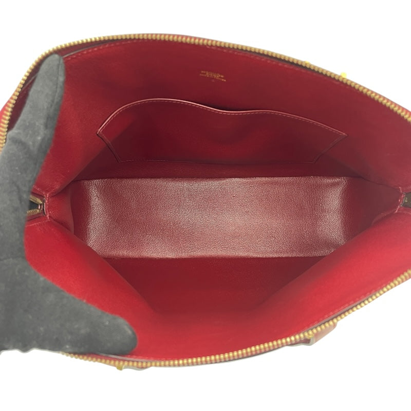 エルメス HERMES エスカバーダ □P刻 ルージュアッシュ GD金具 ボックスカーフ レディース ハンドバッグ