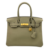 エルメス HERMES バーキン30 A刻 セージ GD金具 トゴ レディース ハンドバッグ