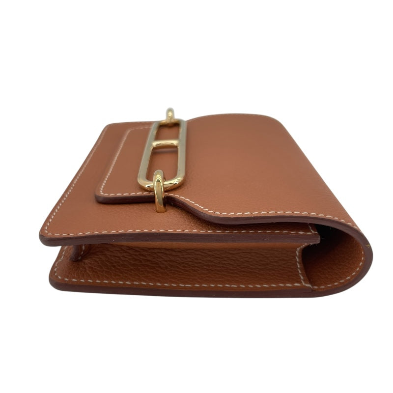 エルメス HERMES ロウリス ルリ スリム Z刻 ゴールド GD金具 エバーカラー レディース 二つ折り財布