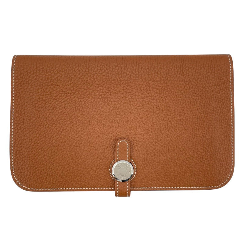 エルメス HERMES ドゴンデュオGM W刻 ゴールド SV金具 トゴ ユニセックス 二つ折り財布