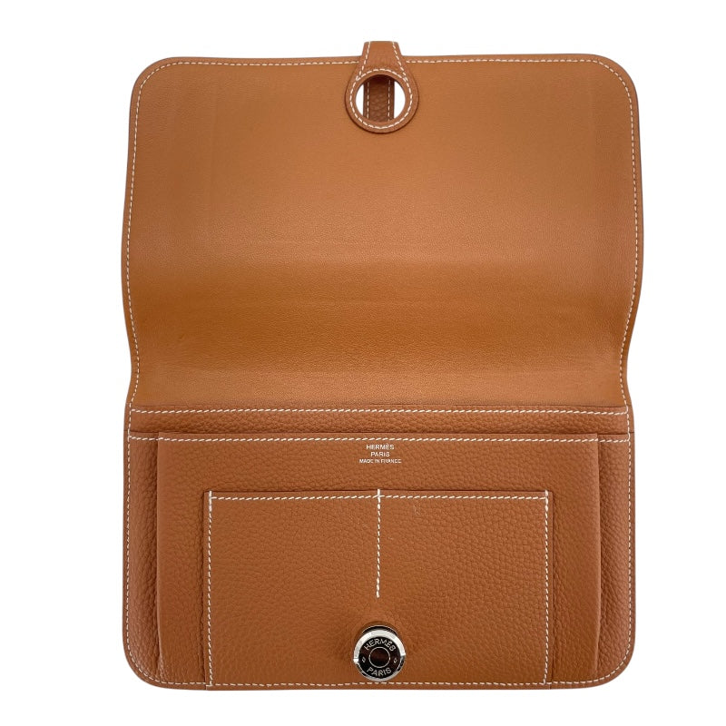 エルメス HERMES ドゴンデュオGM W刻 ゴールド SV金具 トゴ ユニセックス 二つ折り財布