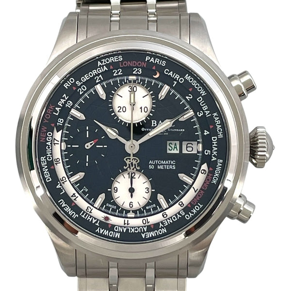 ボールウォッチ BALL Watch トレインマスターワールドタイムクロノグラフ CM2052D-SJ-BK ブラック SS メンズ 腕時計