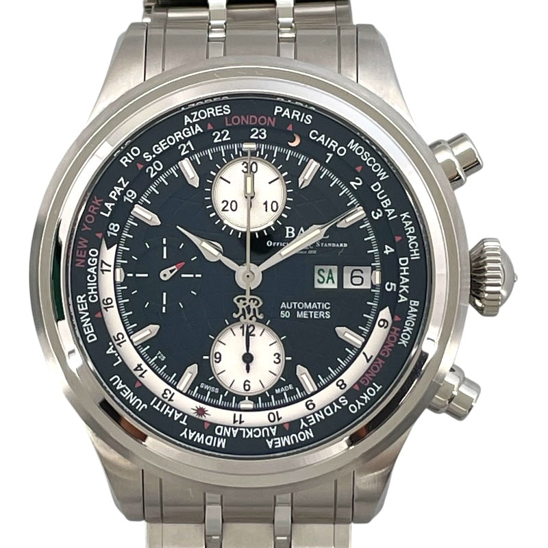 ボールウォッチ BALL Watch トレインマスターワールドタイムクロノグラフ CM2052D-SJ-BK ブラック SS メンズ 腕時計