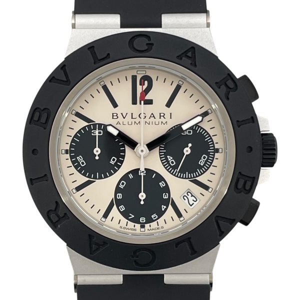 ブルガリ BVLGARI アルミニウム クロノグラフ 103383 アイボリー/ブラック アルミ 自動巻き メンズ 腕時計