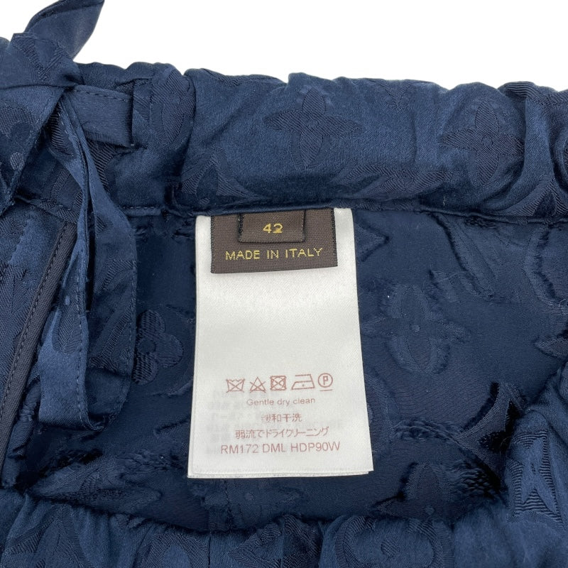 ルイ・ヴィトン LOUIS VUITTON X SUPREME モノグラム総柄シルク混パンツ HDP90W ネイビー レーヨン メンズ パンツ